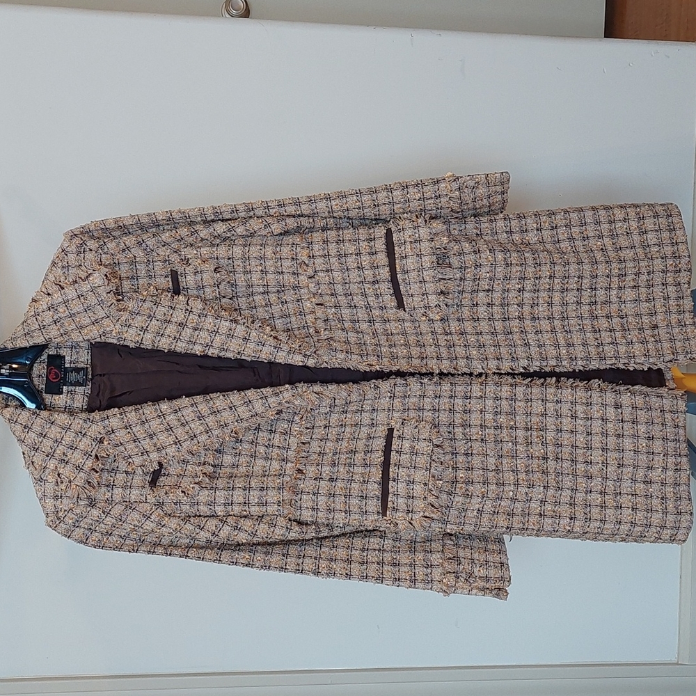 Designer inspired long coat & miniskirt set